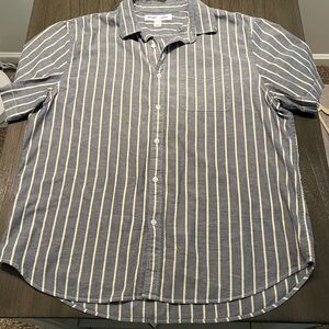 Old Navy Gray and Cream Striped Casual Shirt Slim Fit